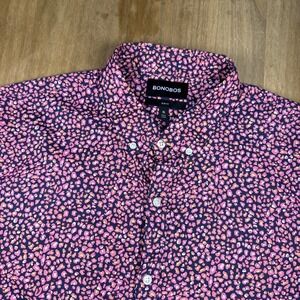 Bonobos Slim Fit Short Sleeve Button Down Shirt Mens XL Pink Floral Print